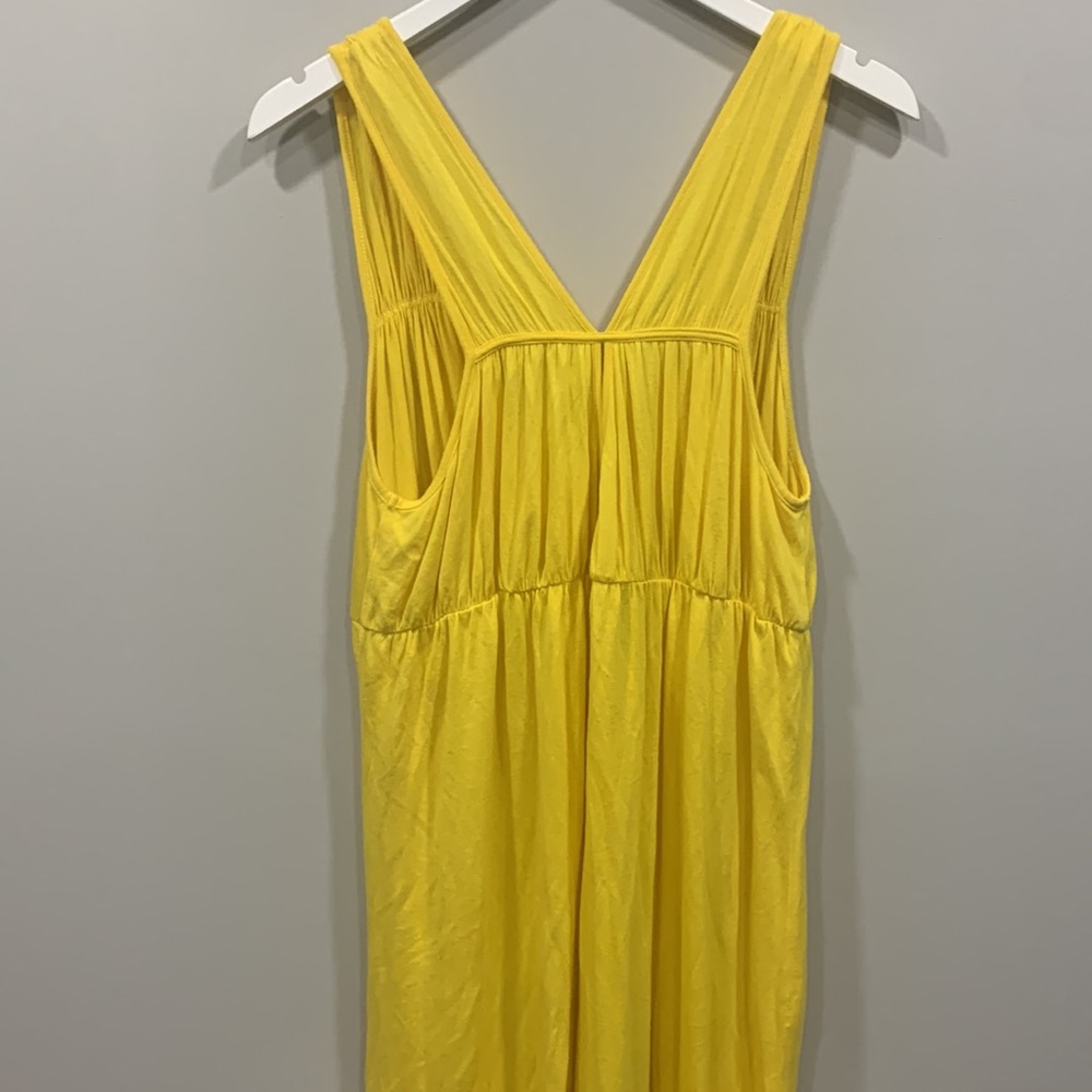 Kenneth Cole Reaction Yellow Sleeveless Ruffle Summer MIDI Dress Keyhole - Picture 4 of 7